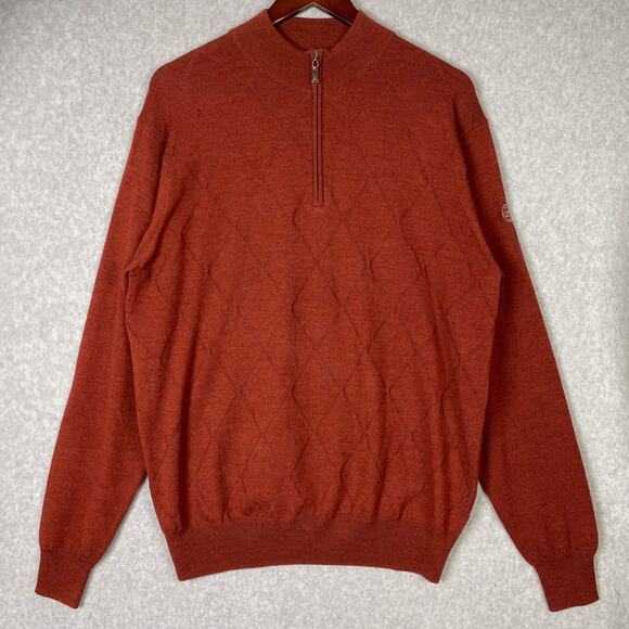 Peter Millar Mens L 1/4 Zip Pullover Sweater Merino Wool San Francisco Golf Club - Picture 1 of 11